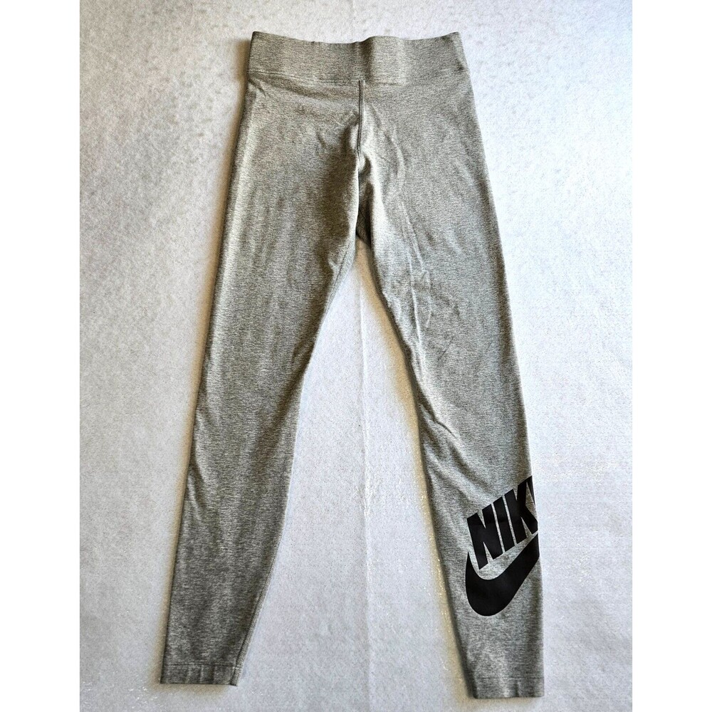 Nike Sportswear Full Length Compression Leggings Womens S Gray Swoosh Athleisure